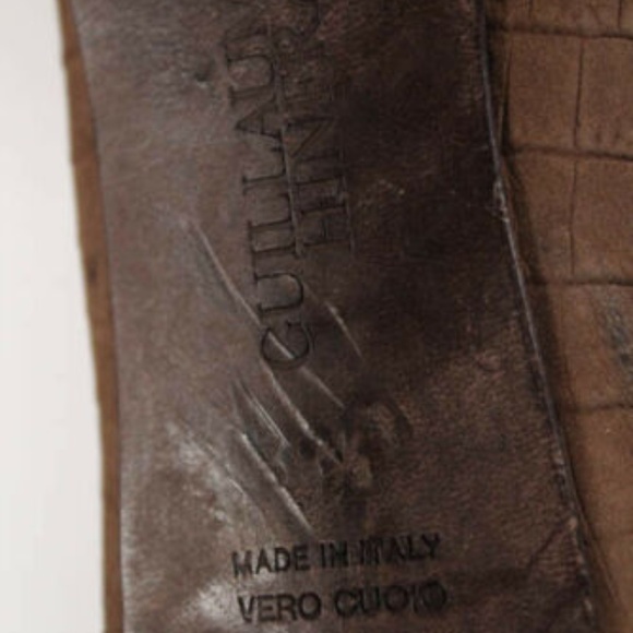 Guillaume Hinfray Embossed Kitten Heels 8.5 peep - Picture 6 of 6